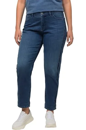 Ulla Popken Damen Boyfriend, offenkantig, weites Bein, recycelt Jeans, , 46