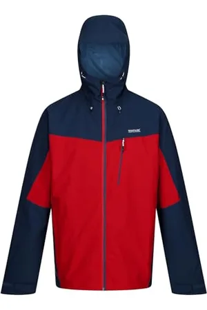 Regatta Herren Jacke Funktionsjacke Outdoorjacke Regenjacke Birchdale, Farbe:Mehrfarbig, Artikel:-PWE Danger red/Moonlight Denim, Größe:L