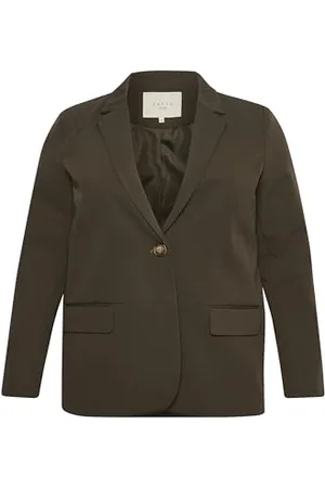 Kaffe Damen Übergröße, Lange Ärmel, Einzelknopf-Vordertaschen Blazer, , 46 Plus