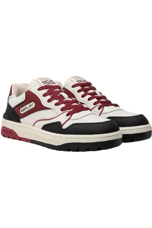 Replay Herren Sneaker aus Leder, Mehrfarbig (Black Off Wht Red 3182), 45