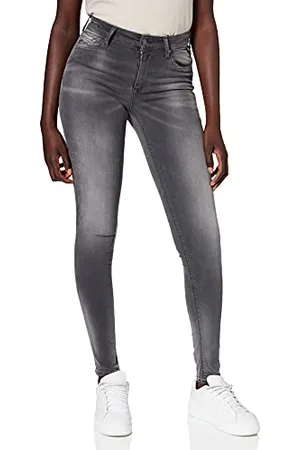 Replay Damen Jeans Luzien Skinny-Fit Hyperflex mit Stretch, Grau (Medium Grey 096), W33 x L32