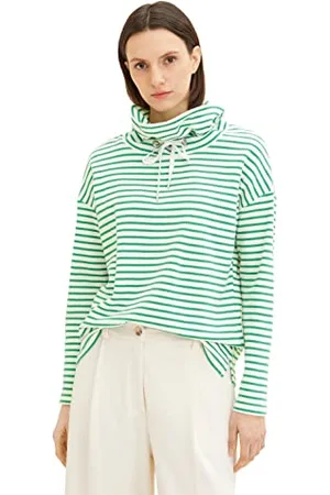 TOM TAILOR Damen Sweatshirt mit Schalkragen aus Bio-Baumwolle