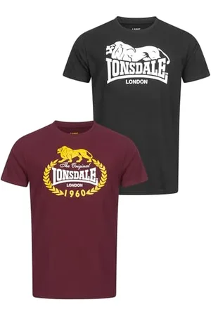 Lonsdale London Herren Ecclaw T-Shirt Freizeit, Schwarz/Oxblood, 56
