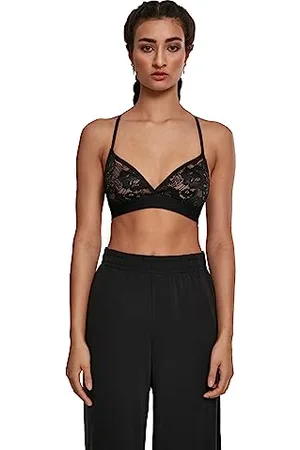 Urban classics Damen TB2590-Ladies Triangle Laces Bra Bügelloser BH, (Black 00007), S