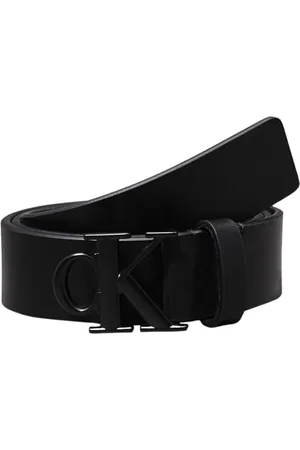 Calvin Klein Jeans Herren ROUND MONO PLAQUE LTHR BELT 35MM K50K512068, Black (Black/Black), 125