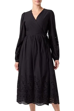 Y.A.S Y.A.S Damen LUMA LS Long WRAP Dress S. NOOS Wickelkleid, Black, X-Large