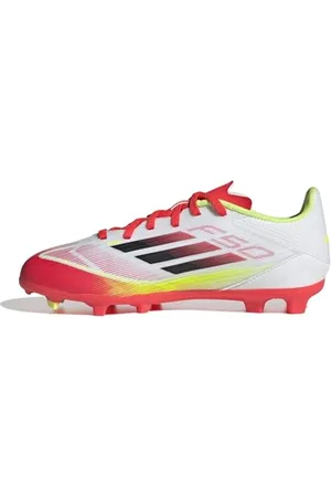 adidas F50 League Football Boots FG/MG Kids Fußballschuhe, Cloud White/Core Black/Solar Yellow, 33 EU