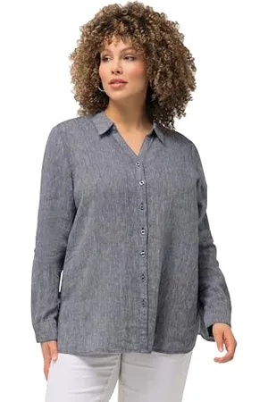 Ulla Popken Damen Leinenbluse Blusen, , 42-44