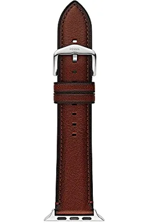 Fossil Armband kompatibel mit Apple Watch, 42/44/45 mm 22 mm Braunes Leder, S420013