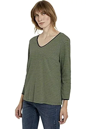 TOM TAILOR Damen Langarmshirt mit V-Ausschnitt 1022681, , XL
