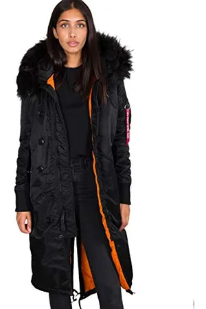 Alpha Industries Damen Long Fishtail Wmn Winterjacke, Black, M