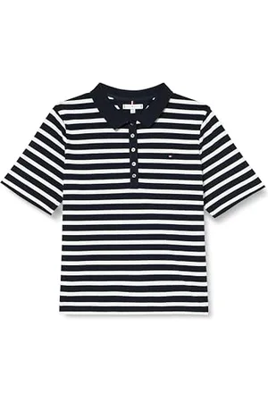 Tommy Hilfiger Damen Poloshirt Kurzarm 1985 Pique Regular Fit, Mehrfarbig (Breton Desert Sky/Ecru), 50
