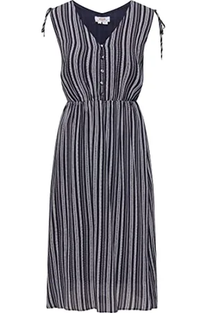 USHA Damen carnea Sommerkleid, Dunkelblau Weiss, L
