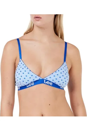 Lee Damen Womens Triangle Cup Bra Crop Top in Blue Spots Trainings-BH,