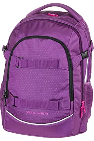 Karen Walker 42041-053 - Schulrucksack Fame 2.0 "Uni Plum" mit 2 Fächern, Vorderfach mit Organizer, Seitentaschen, Schultasche inkl. Rücken-Polsterung, verstellbarem Schulter- und Brustgurt