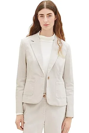 TOM TAILOR Damen 1038704 Cord Blazer mit Brusttaschen, 16339-clouds Grey, 38