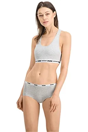 PUMA Damen 3er Pack Damen Weiss Grau F015 Mini short, Weiß, M EU