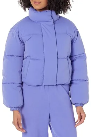 Amazon Damen Kurze Steppjacke Mit Durchgehendem Reißverschluss (Aus Mattem Oder Sherpa Fleece, Gesteppt), , L