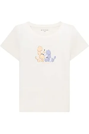 TOM TAILOR Mädchen Kinder T-Shirt mit Print 1035155, Weiß, 92-98