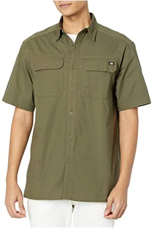 Dickies Herren, Ripstop-Kurzarmhemd, legere Passform, MILITÄRGRÜN, S