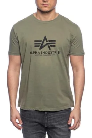 Alpha Industries Herren Basic T-Shirt,Grün (Olive 11), Large