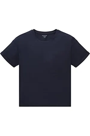 TOM TAILOR Mädchen Kinder T-Shirt mit Brusttasche 1035126, Blau, 152