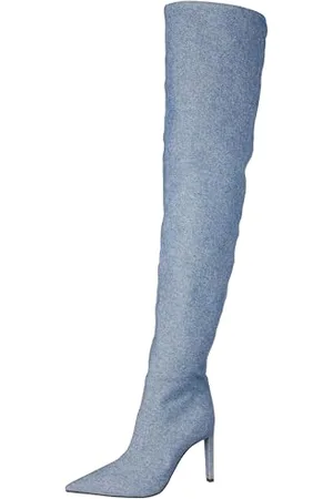 Pinko Damen Pleyel Cuissard Denim Mode-Stiefel, Pjz Vintage-Waschmittel dunkel, 35 EU