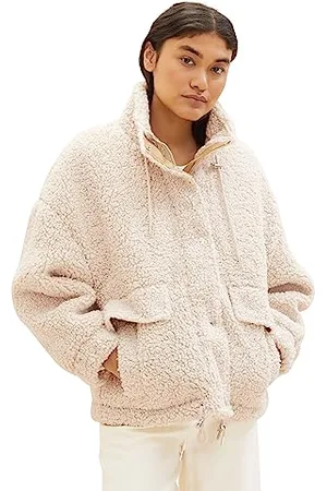 TOM TAILOR Damen 1039901 Jacke mit Stehkragen, 34271-beige Teddy, XL