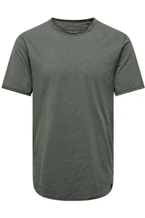 Only & Sons Herren O&S Rundhals T-Shirt Langes Einfarbiges Kurzarm Shirt Basic Shortsleeve aus Baumwolle ONSBENNE