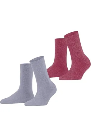ESPRIT Damen Socken Shimmer Multipack W So Baumwolle gemustert 2 Paar, , 35-38