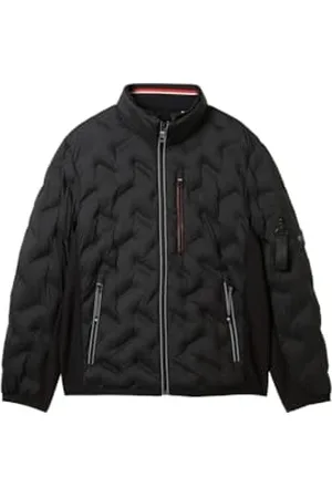TOM TAILOR Herren 1042489 Hybrid Jacke mit Kapuze im Stehkragen, 29999-Black, L