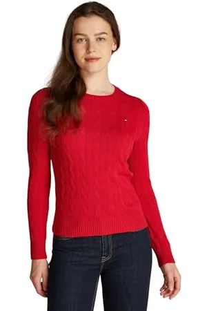Tommy Hilfiger Damen Pullover Co Cable Rundhalsausschnitt, Rot (Primary Red), 3XL