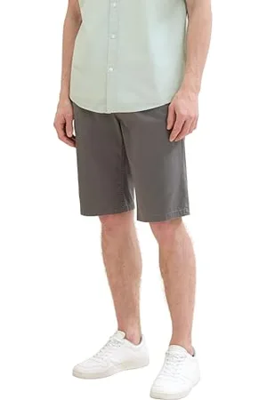 TOM TAILOR Herren Slim Chino Bermuda Shorts mit Stretch, grey structure print, 29