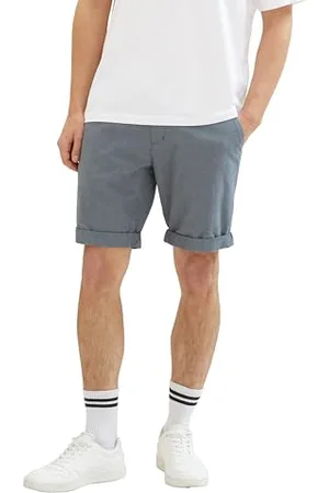 TOM TAILOR Herren Regular Fit Bermuda Shorts mit Gummibund, blue navy dobby, S