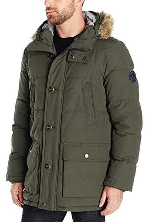 Tommy Hilfiger Herren Arctic Cloth Heavyweight Performance Parka Daunen Alternative Pelz gefütterte Kapuze Mantel Daunenalternative Oberbekleidung, , XL