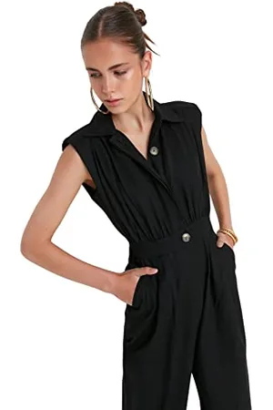 Trendyol Damen Einfarbiger gewebter Jumpsuit Overalls, , 32 EU