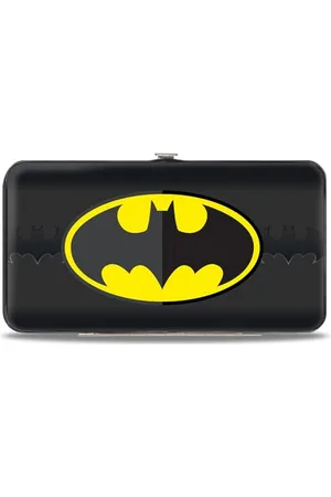 Buckle Unisex Erwachsene Scharnier – Batman Icon zentriert/Fledermaus-Signalstreifen schwarz/gelb/grau, Geldbörse, , 7 x 4 US