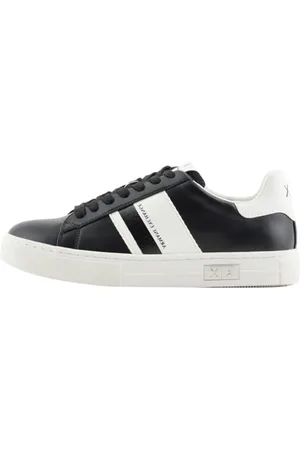 Armani Exchange Damen Cup Sole Mina, Back tab with and Metal Logo Detail on Side Sneaker, Black+ Off White, 38 EU