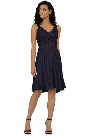 Apart APART Cocktailkleid im Materialmix aus besticktem Mesh mit plastischer Spitze und Chiffon, , 40