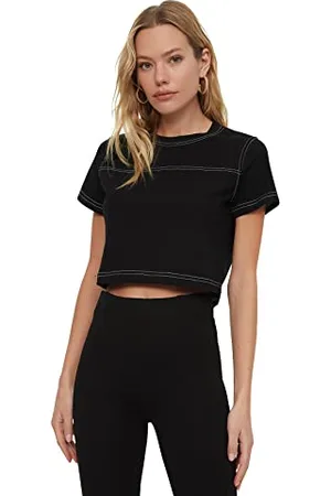 Trendyol Damen Crop Gestricktes T-shirt T Shirt, , S EU