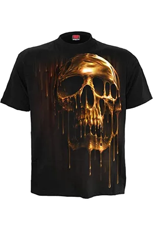 Spiral Dripping Gold Männer T-Shirt S 100% Baumwolle Halloween, Horror, Rockwear, Totenköpfe