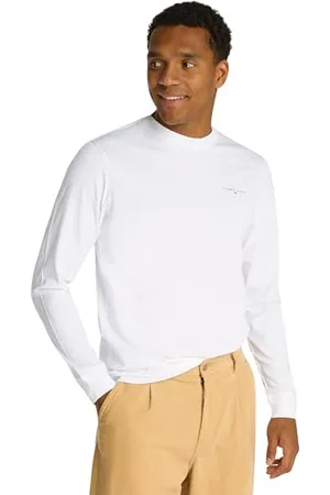 Tommy Hilfiger Herren Langarmshirt Slim Fit Linear aus Baumwolle, (White), XXL