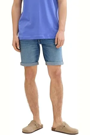 TOM TAILOR Herren Regular Fit Jeans Bermuda Shorts, Used Light Stone Blue Denim, XL