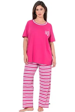 Ulla Popken Damen Pyjama, Stripe Fusion, , 62-64 EU