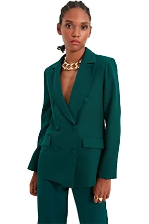 Trendyol Damen Button Detaillierte Jacke Blazer Jacket Outdoor Blue Button Detailed Blazer Jacket, , 34