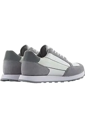 Armani Exchange Herren Sneaker mit Kontrasteinsätzen Sneaker, Gebrochenes Weißes Silber, 39 EU