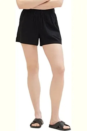 TOM TAILOR Damen 1036520 Basic Shorts aus Leinen, 14482-Deep Black, XS