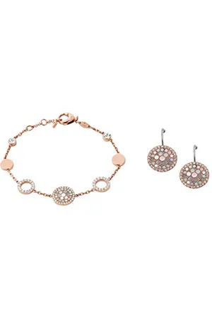 Fossil Damen Armbänder & Armreifen Edelstahl Rundschliff Zirkonoxid Damen Ohrstecker Disc Drop JF01737791