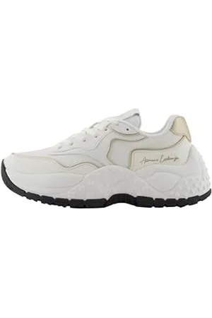 Armani Exchange Damen Vedder Sneaker, Off White+Pale Gold, 35 EU