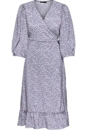 ONLY Damen ONLOLIVIA 3/4 WRAP Dress WVN NOOS Midi Kleid, , XXS